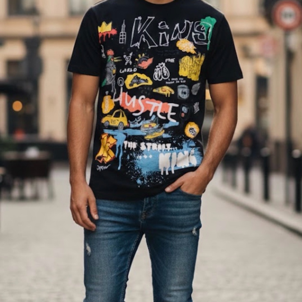 Urban King Black Graphic Tee